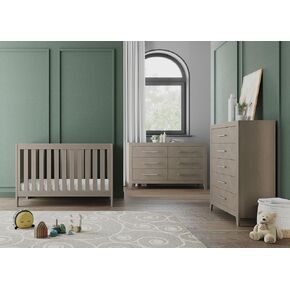 Child Craft Kieran Crib, Dresser, and Chest Nursery Set, 3-Piece, Includes 3-in-1 Convertible Crib, 6-Drawer Dresser, and Chest, Grows with Your Baby (Crescent Gray)