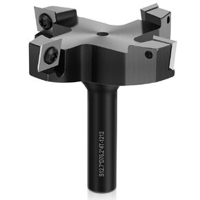 CNC Spoilboard Surfacing Router Bit, 1/2" Shank 3" Cutting Diameter,4 Wings,Carbide Insert Slab Flattening Router Bit TiN Coated Planing Bit Wood Planer Bit Woodworking Tools