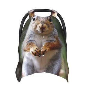 Squirrel Baby Car Seat Canopy Cover, Multi Use Breathable Nursing Breastfeeding Covers for Mom Soft Stroller Sun Shade Newborn Shower Gift