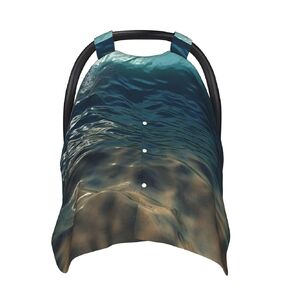 Blue Ocean Sea Wavy Seascape Baby Car Seat Canopy Cover, Multi Use Breathable Nursing Breastfeeding Covers for Mom Soft Stroller Sun Shade Newborn Shower Gift