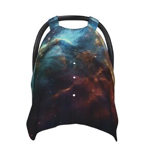 Universe Galaxy Space Baby Car Seat Canopy Cover, Multi Use Breathable Nursing Breastfeeding Covers for Mom Soft Stroller Sun Shade Newborn Shower Gift