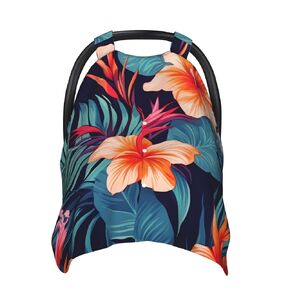 Hawaii Tropical Flower Baby Car Seat Canopy Cover, Multi Use Breathable Nursing Breastfeeding Covers for Mom Soft Stroller Sun Shade Newborn Shower Gift