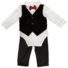 Andy & Evan 3-Piece Vest Set, Black, 12 Months