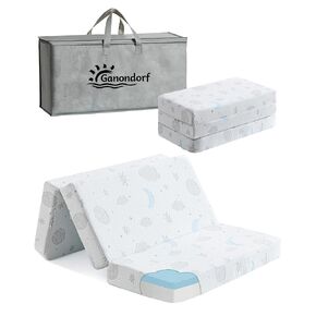 حزمة Trifold و Play Mattress 38x26 '' Foam Soft Soft Plush Memory Foam for Baby Toddler Travel تشمل غطاء قابلة للغسل القابل للغسل يناسب Play Pen Playard Pack N Play Prattress