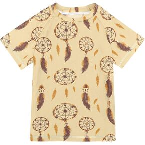 Western Dream Catchers Yellow Boy Bathing Suit UV Protection Active Shirts Swimwear Beach Tops 3T