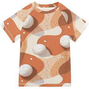 Golf Ball Terracotta Bathing Suit Kids Sun Protection Athletic Tops Swimwear Beach Tops 3T