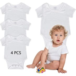 Orj 4 PCS Baby Bodysuit Sublimation Blanks intershirts baby ، Phite Short Sleve Polyester Romber Newborn T