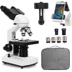 SioNS Compound Binocular Microscopes, 30000X-70000X Magnification, with Wide-Field 35X/50X Eyepieces, 4 HD Eyepieces, Mechanical Stage, Ultra-Precise Focusing for Kids Students Adults,50000X