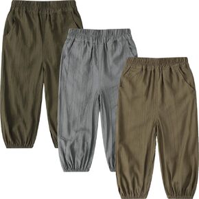 GFQLONG Baby Boys Girls Soft Summer Solid Color Hippie Harem Pants Elastic Waist Casual Trousers Cargo Long Bloomers