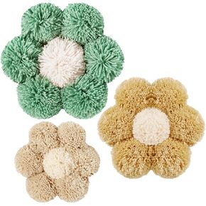 3 Pieces Boho Nursery Daisy Wall Decor Daisy Flower Woven Macrame Wall Hanging 3 Size Nursery Floral Decor for Bedroom Home Office(Boho)