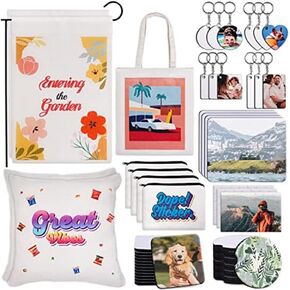 76Piece Sublimation Blanks Products DIY MDF Sublimation Keychain Blanks Sublimation Bundle with Metal Chain for Custom Design Work Gifts