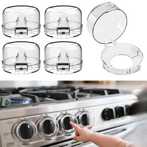 Stove knob Safety Covers for Child Upgraded Unlock Universal Size with Adult Two-Finger, Dual-Key Press Gas Stove Knob Locks Water Resistant Oil Resistant and High Temperature Resistant（5 Pack）