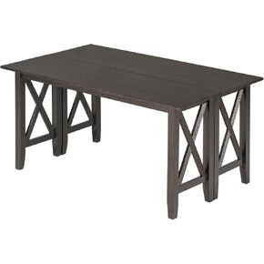 6-Pc Solid Wood Dining Set Foldable Table with 4 Chairs & Bench Space-Saving Kitchen Furniture Non-Tip Design for Dining Room Apartment Sturdy Construction Easy Assembly