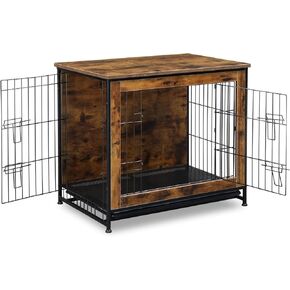 Minzan 2-in-1 Dog Crate Furniture for Bedroom, Living Room (Rustic Brown)