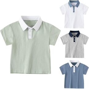 The 𝐂hildren's 𝐏lace Kids Baby Boys Toddler Boys Short Sleeve Pique Polo Solid Color T-Shirt Tops Summer Clothes