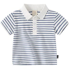 Toddler Boys Girls Polo Shirt Short Sleeve Stripe Button Up T-Shirt Tops Baby Cotton Tee Shirts Toddler Girl Clothes