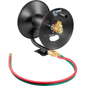 VEVOR Welding Hose Reel, Hand Crank Rewind Hose Reel with 3FT Lead-in Hose and 9/16"-18 B Fittings, Ceiling/Wall Mount Heavy Duty Steel Reel for Workshops Garages (Welding Hose Not Included)