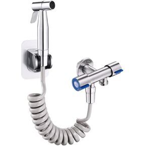 Toilet Bidet Sprayer kit ABS Cloth Diaper Sprayer kit Bidet Sprayer kit for Toilet Jet Spray for Toilet Portable 2m Hose Double Control Angle Valve for Kitchen,Brushed (Color : Chrome) (Brushed)