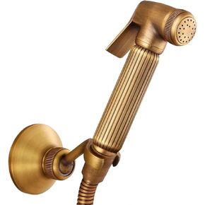 Handheld Bidet Sprayer Kit for Toilet Antique Brass with 1.5m Brass Hose Wall Mounted Cloth Diaper Sprayer Set