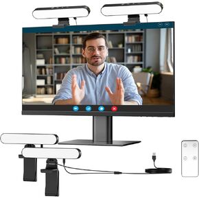 Takerers Video Conference Lighting, Webcam Light with Remote & Touch Control, 3 Color Temperature, 10 Level Brightness, Zoom Light for Computer, Video Calls, Live Streaming, Podcast, Studio (2-Pack)