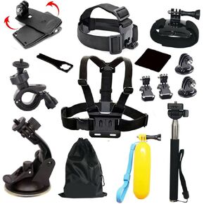 POPETPOP Sports Camera Accessory Kit with Chest Strap Wrist Strap and Floating Holder for Goprohero Cameras for Outdoor Activities Like Surfing Biking and Kayaking