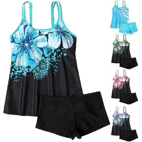 Tankini Swimsuits for Women Two Piece High Waisted Swimsuit Tank Top with Shorts Set Floral Tankini Swimsuits