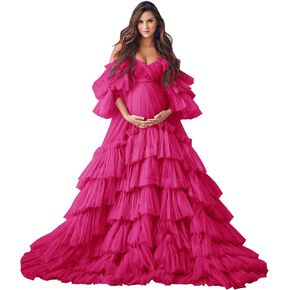 Puffy Tulle Robe Maternity Dress for Photoshoot Sheer Bridal Lingerie Wedding Gown Long Baby Shower Pregnancy Dresses