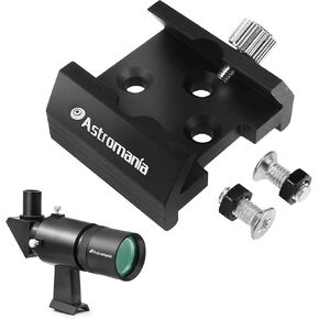 Astromania 9x50 Angled Finder Scope - Bundle with - Dovetail Mounting Base with 4 Holes