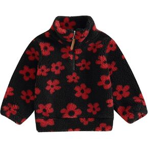 Toddler Baby Girl Fleece Jacket Floral Long Sleeve Hoodies Sweatshirt Infant Boys Coat Fall Winter Warm Outerwear