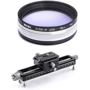 NiSi Close-Up Lens Kit NC 58mm with 49 & 52mm Adapters NM-180 Macro Focusing Rail with 360 Degree Rotating Clamp