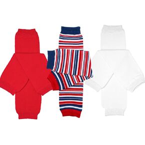 juDanzy 3 Pair Baby Boy And Girl Leg Warmers Red, White and Blue Patriotic Leg Warmers (One SIze)