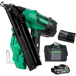 Metabo HPT 18V MultiVolt Brushless Pro 15-GA Angled Finish Nailer Kit, 15 Gauge Finish Nailer, Power Tool with 2.0Ah Lithium Ion Battery, 1-1/4" to 2-1/2" Nails, Powerful Brushless Motor, NT1865DAA