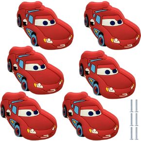 PILYON Kitchen Cupboard Door Knobs 6 Pack Children's Cartoon Soft Rubber Anti-Collision Cabinet Drawer Red Cartoon Sports Car Small Handle,B Style Farah