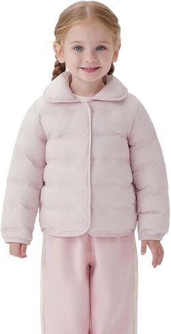 marc & janie Baby Girls Ultralight Lapel Down Coat Long Sleeve Snap Button Coat Warm Outerwear 241606 in Kuwait