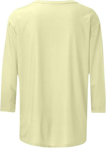 Womens Tops Plus Size 3/4 Sleeve Shirts Round Neck Loose Casual Blouses Solid Tshirts Basic Tees Tunic Fashion Clothes in Kuwait