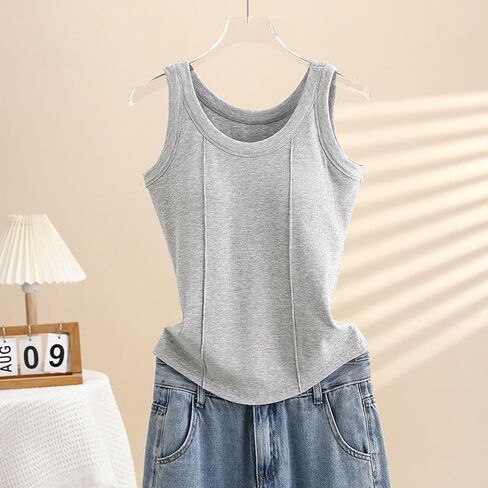 Women's Sleeveless Sweater Vest Summer Crew Neck Cotton Ribbed Knit Lightweight Pullover Casual Slim Fit Tank Tops in Saudi Arabia