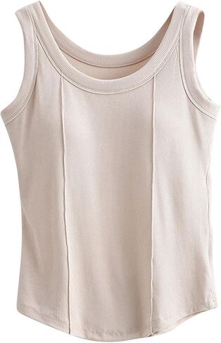 Women's Sleeveless Sweater Vest Summer Crew Neck Cotton Ribbed Knit Lightweight Pullover Casual Slim Fit Tank Tops in Saudi Arabia