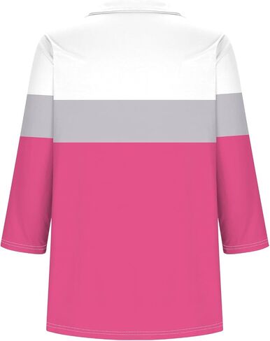 Womens V Neck Golf Shirts 3/4 Sleeve Collared Color Block Tops Business Casual Spring Summer Top Trendy Loose Blouse in Kuwait