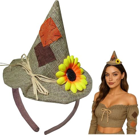 Unisex Adults Mini Scarecrow Hat On Headband Flower Halloween Costume Accessory in Saudi Arabia