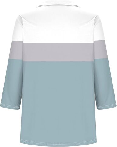 Womens V Neck Golf Shirts 3/4 Sleeve Collared Color Block Tops Business Casual Spring Summer Top Trendy Loose Blouse in Kuwait