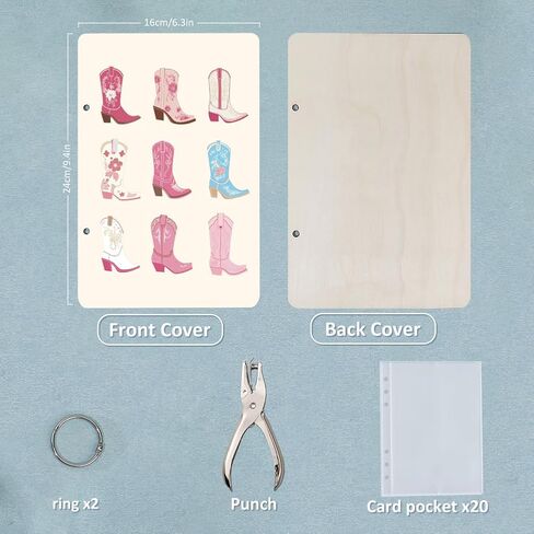 منظم بطاقات رعاة البقر الممتاز منظم بطاقات المعايدة Western Cowgirl Western Preppy Keeper Storage Cards Holder Wooden Keeper Binder Photo ألبوم 2 حلقات مع كمة وجيوب داخلية 20 ٪ in Kuwait