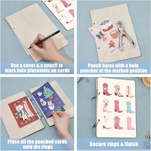 منظم بطاقات رعاة البقر الممتاز منظم بطاقات المعايدة Western Cowgirl Western Preppy Keeper Storage Cards Holder Wooden Keeper Binder Photo ألبوم 2 حلقات مع كمة وجيوب داخلية 20 ٪ in Kuwait