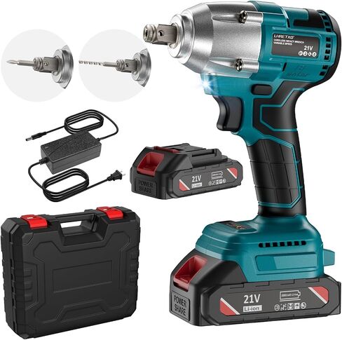 LHRETXQ 1/2'' Cordless Impact Wrench- 500Ft-lbs Power Impact Wrench- Impact Gun with 21V 4.0 Ah Battery and Charger Impact Driver Drill in Saudi Arabia