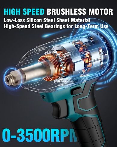 LHRETXQ 1/2'' Cordless Impact Wrench- 500Ft-lbs Power Impact Wrench- Impact Gun with 21V 4.0 Ah Battery and Charger Impact Driver Drill in Saudi Arabia