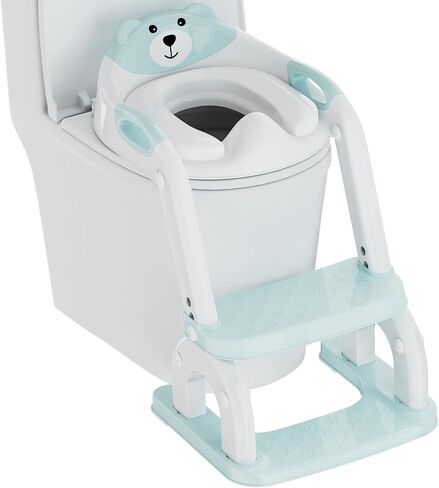 Potty Training Seat with Step Stool, Toddler Potty Training Toilet Seat with Non-Slip Steps Splash Guard Safety Handles and Waterproof Cushion, 2 In 1 Toddler Potty Seat for Toddlers Kids Boys Girls in Saudi Arabia