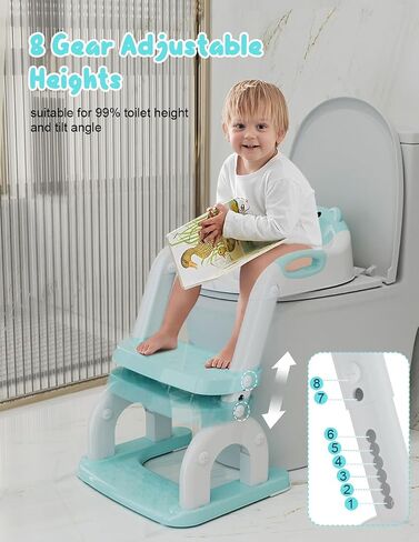 Potty Training Seat with Step Stool, Toddler Potty Training Toilet Seat with Non-Slip Steps Splash Guard Safety Handles and Waterproof Cushion, 2 In 1 Toddler Potty Seat for Toddlers Kids Boys Girls in Saudi Arabia
