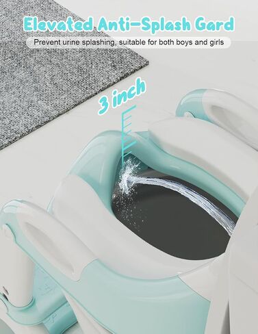 Potty Training Seat with Step Stool, Toddler Potty Training Toilet Seat with Non-Slip Steps Splash Guard Safety Handles and Waterproof Cushion, 2 In 1 Toddler Potty Seat for Toddlers Kids Boys Girls in Saudi Arabia