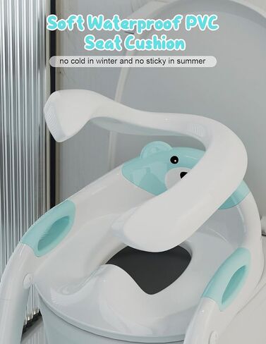 Potty Training Seat with Step Stool, Toddler Potty Training Toilet Seat with Non-Slip Steps Splash Guard Safety Handles and Waterproof Cushion, 2 In 1 Toddler Potty Seat for Toddlers Kids Boys Girls in Saudi Arabia