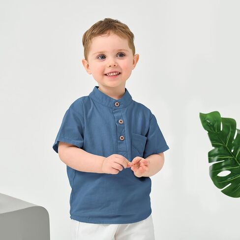 Volunboy Toddler Boy Henley Shirts Baby Short Sleeve Cotton T-Shirts Kids Summer Casual Clothes 2 Pack in Saudi Arabia