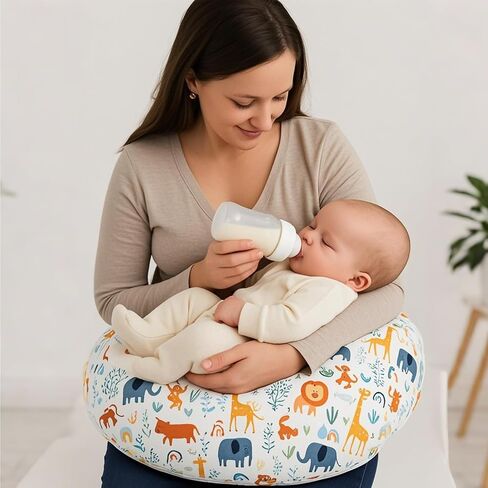 Winmany Baby Nursing Pillow Cover Infant Removable Breastfeeding Pillowcase Cute Pattern Newborn Nursing Slipcovers Neuter Cushion Cover for Girls Boys (Cute Animals) in Saudi Arabia